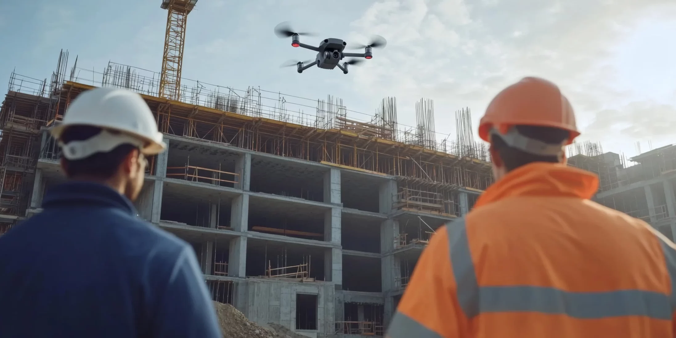 Commercial drone use at construction site Commercial drone use at construction site